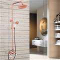 Rainfall Bathroom Shower Head with Tub Faucet and Hand Sprayer Set in Rose Gold Finish