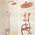 Vintage Rose Gold Wall Mounted Shower Mixer Faucet System with Hand Shower and Swivel Tub Spout