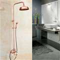 Wall Mounted 8" Vintage Rose Gold Shower Set Faucet Dual Handle with Hand Sprayer Bathroom Shower Mixer