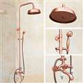 Vintage Rose Gold Dual Handle Wall Mounted 8" Shower Head with Tub Spout and Hand Sprayer