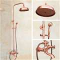 Wall Mounted Rainfall 8" Shower System with Handheld Shower + Tub Spout in Vintage Rose Gold