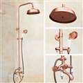 8" Vintage Rose Gold Wall Mount Rainfall Shower Head, Hand Shower with Tub Spout