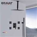 Bravat Shower Set With Valve Mixer Concealed Ceiling Mounted In Matte Black