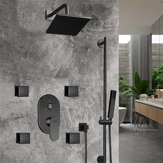 Bravat Shower Set With Valve Mixer 3-Way Concealed Wall Mounted In Dark Oil Rubbed Bronze