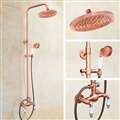 8" Bathroom Shower System Wall Mounted Dual Handle with Hand Sprayer Mixer Set in Rose Gold