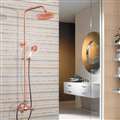 Wall Mounted Dual Handle Bathroom 8-inch Shower System with Hand Sprayer in Rose Gold Finish