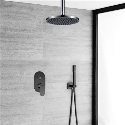 Bravat Shower Set With Valve Mixer Concealed Ceiling Mounted In Dark Oil Rubbed Bronze