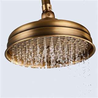 Antique Brass 8" Round Bell Shape Rainfall Bathroom Shower Head