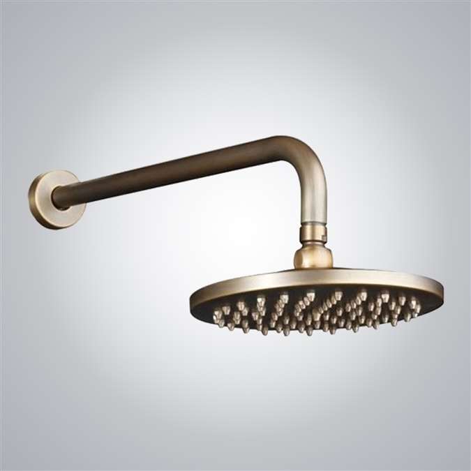 Dual Handle Antique Brass Old Vintage 8" Round Rainfall Shower Head + 400mm Wall Arm Bathroom Set