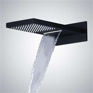 Wall Mounted Stainless Steel Matte Black Rainfall Waterfall Shower Head with Embedded Box – Modern Bathroom Fixture