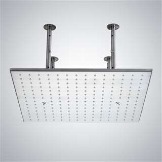Modern Ceiling Mounted 24-inch Stainless Steel Water Saving Rain Shower Head in Chrome Finish