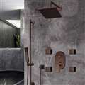 Hospitality Bravat Wall Mounted Light Oil Rubbed Bronze Square Shower Set With Thermostatic Valve Mixer 3-Way Concealed