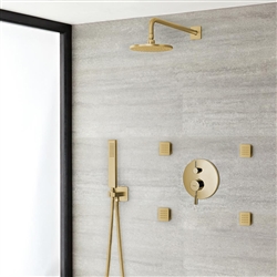 Bravat Shower Set With Valve Mixer 3-Way Concealed Wall Mounted In Brushed Gold