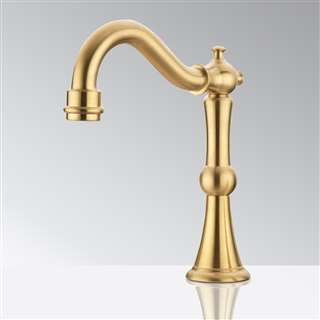 BathSelect Deck Mount Commercial Brushed Gold Touchless Automatic Sensor Faucet