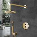 Bravat Shower Set With Valve Mixer Concealed Wall Mounted In Brushed Gold