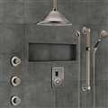 BathSelect Hotel Ceiling Mount Brushed Nickel Sensor Controlled Automatic Shower Set With Three Body Jets And Handheld Shower