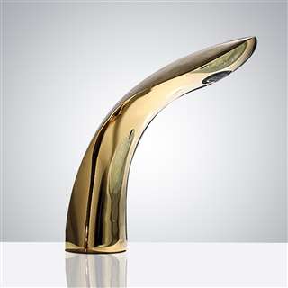 BathSelect Shiny Gold Finish Commercial Handsfree Motion Sensor Faucet