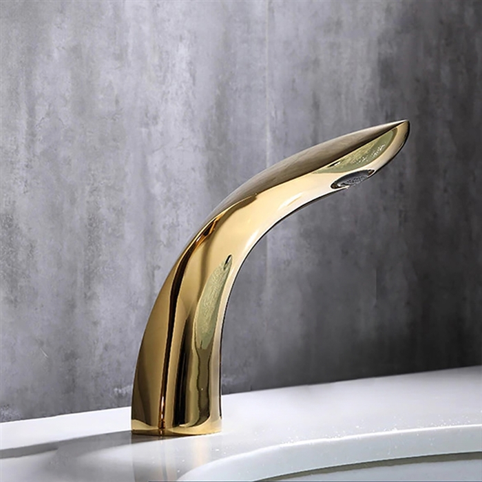 BathSelect Hotel Shiny Gold Finish Commercial Handsfree Motion Sensor Faucet