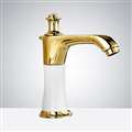 BathSelect White Stem and Gold Head Commercial  Motion Sensor Faucet