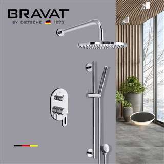 Bravat Classy Chrome Thermostatic Shower System with Handheld Shower