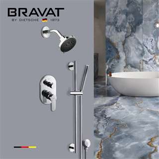Bravat Chrome Polished Thermostatic Shower System with Handheld Shower