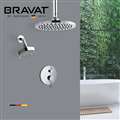 Bravat Beautiful Chrome Dual Rain Shower Heads with Concealed Wall Mount Thermostatic Mixer