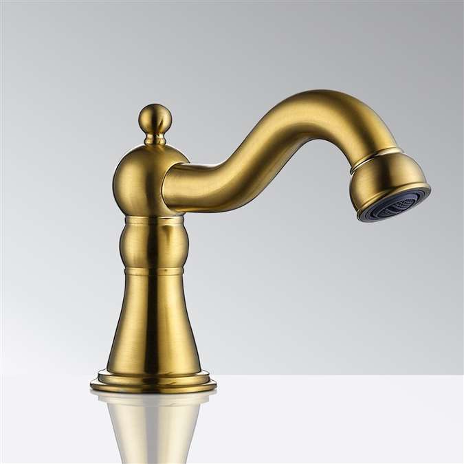 BathSelect Deck Mount Commercial Gold Touchless Automatic Sensor Faucet