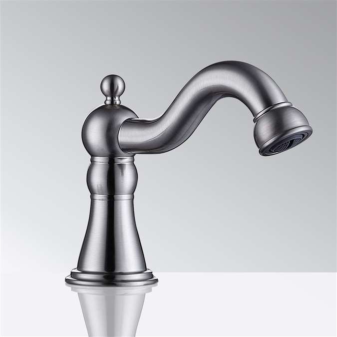 BathSelect Deck Mount Brushed Nickel Commercial Touchless Automatic Sensor Faucet