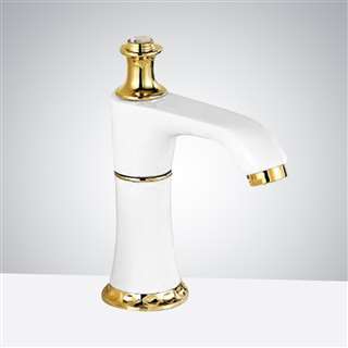 BathSelect The Queen White Gold Commercial Automatic Motion Sensor Faucet