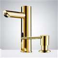 BathSelect Infrared Automatic Gold Electronic Commercial Faucet with Manual Soap Dispenser