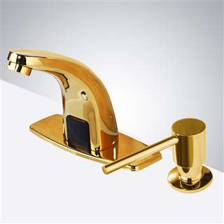 BathSelect Gold Infrared Automatic Electronic Commercial Faucet with Manual Soap Dispenser+