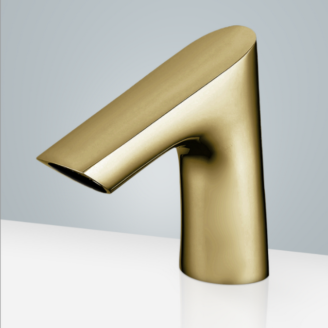 Commercial Brushed Gold Finish Deck Mount Sensor Faucet