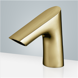Hostelry Commercial Brushed Gold Finish Deck Mount Sensor Faucet