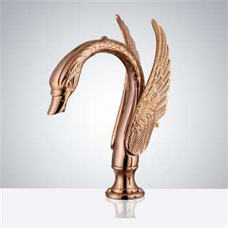 BathSelect Rose Gold Swan Commercial Handsfree Motion Sensor Faucet