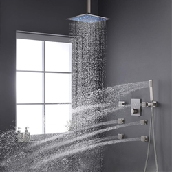 Ramona Hospitality  LED Thermostatic High Pressure Brushed Nickel Bathroom Shower Set