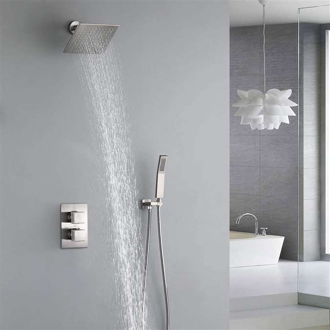 Fontana Rainshower Hotel Thermostatic Brushed Nickel Shower System With Hand Shower