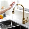 BathSelect Sensor Touch Kitchen Faucet With Pull Down Sprayer and Button For Two Way Flow in Gold Finish