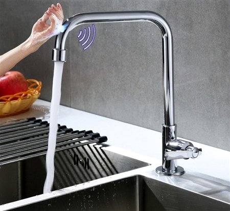 BathSelect Chrome Zinc Alloy Single Handle Cold Sensor Touch Kitchen Faucet