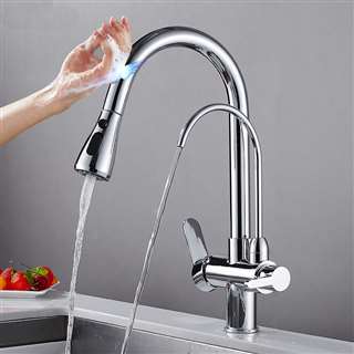 Lima Chrome Intelligent Sensor Kitchen Sink Faucet with Water Filter and Pull Down Sprayer