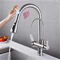 New Brushed Nickel Touch Kitchen Faucet Deck Mount Swivel Dual Function Tap