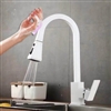 Dijon Pull Out Kitchen Sink White Faucet With Sensor Touch Dual Moder Water Switch