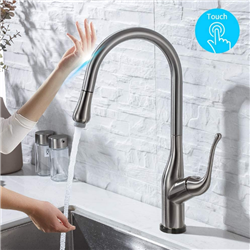 BathSelect Kitchen Faucet With Pull Down Sprayer with Touch Activated Single Handle in Brushed Nickel
