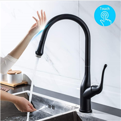BathSelect Kitchen Faucet With Pull Down Sprayer with Touch Activated Single Handle in Matte Black