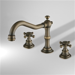 BathSelect Crimea Antique Brass Dual Handled Bathroom Sink Faucet