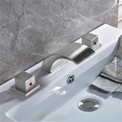 Quito Brushed Nickel Deck Mount Double Handled Bathtub Faucet.