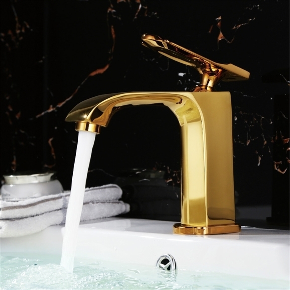 BathSelect Hotel Palermo Gold Finish Waterfall Bathroom Sink Faucet
