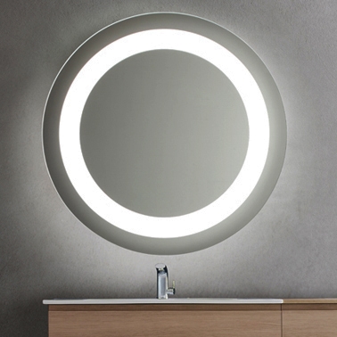 Round LED Lighted Bathroom Makeup Mirror with Defogger & Touch Switch
