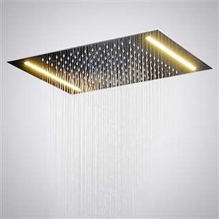 Hotel Luna Recessed Shower Head with Single Color LED Shower Head in Chrome Finish