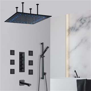 Marche 24in LED Rainfall Shower System with 6 Jetted Body Sprays and Handheld Shower