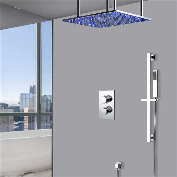 Cori 2-Way Thermostatic LED Rainfall Shower System with Handheld Shower